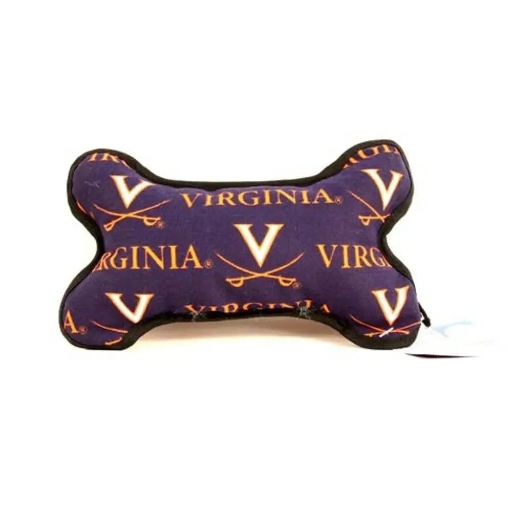 NCAA Virginia Cavaliers Squeaky Dog Toy Pet Plush Bone  Licensed Blue Fabric New